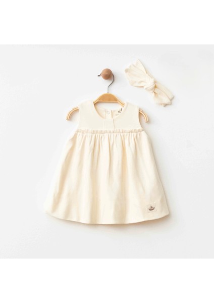Luna Organik Penye Bebek Elbisesi Bej