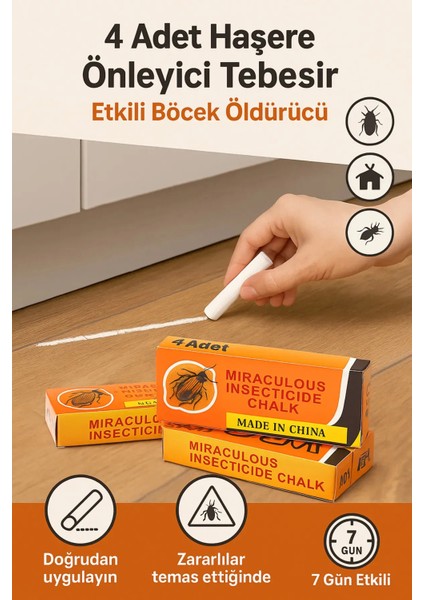 4 Adet Haşere Tebeşiri - Böcek Önleyici Tebeşir - Etkili Hamam Böceği ve Karınca Kovucu (336336)