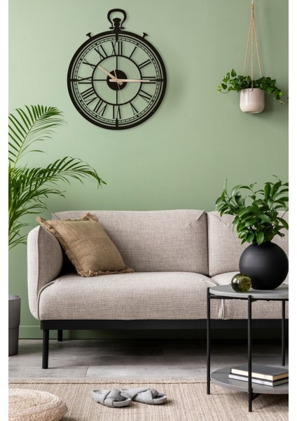 Dekoratif Antika Tasarım Roma Rakamlı Siyah Metal Duvar Saati 49X60CM fırsatları
