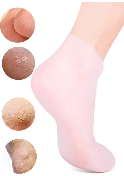 Yumuşak Silikon Topuk Koruyucu Çift, Rahat ve Nemlendirici Topuk Çorabı