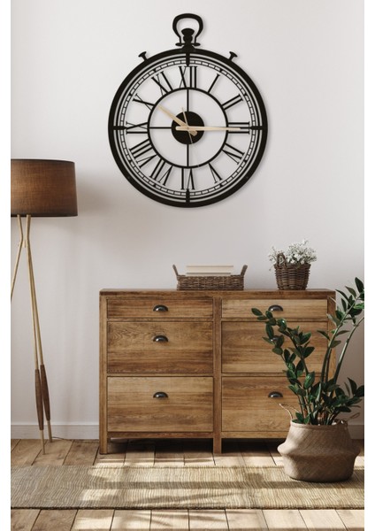 Dekoratif Antika Tasarım Roma Rakamlı Siyah Metal Duvar Saati 37X45CM [1251-37x45] fiyatları