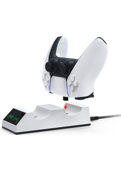 Ps5 Playstation 5 Oyun Kolu Ikili LED Ekranlı Kablolu Ps5 Gamepad Type-C Çift Şarj Istasyonu