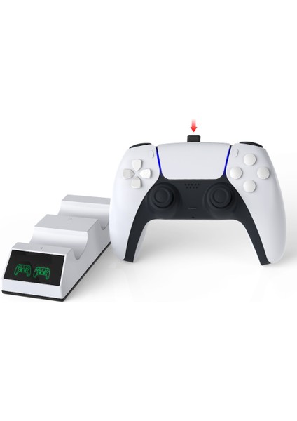 Ps5 Playstation 5 Oyun Kolu Ikili LED Ekranlı Kablolu Ps5 Gamepad Type-C Çift Şarj Istasyonu fırsatları