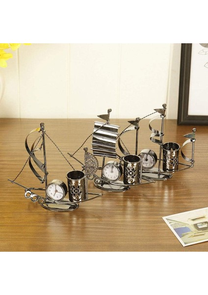 Dekoratif Yelken Modelli Metal Saatli Kalem Kutusu fırsatları