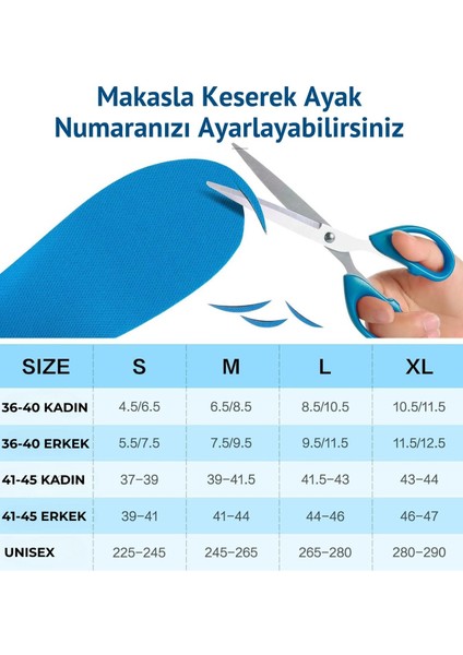 Yumuşak Memory Foam Konforlu Şok Emici Mavi Ayakkabı Tabanlığı 36-41