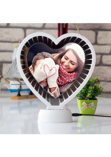 Kişiye Özel Fotoğraflı Kalpli Gizli Ayna - Sevgiliye Özel