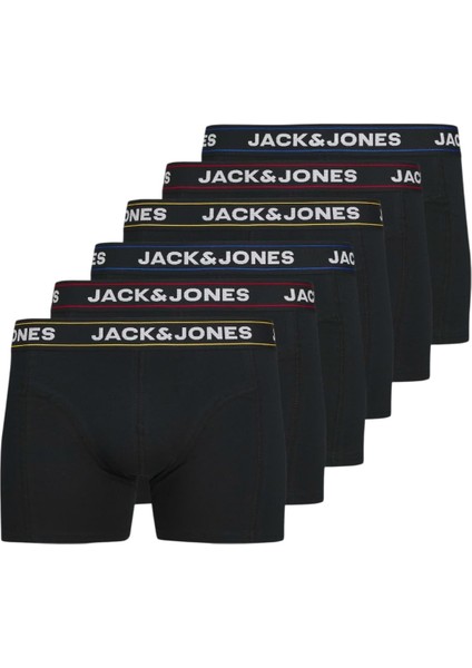 Jack Jones Erkek 6 Lı Siyah Pamuklu Boxer 12286183