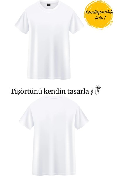 Kendin Tasarla Yetişkin Unisex Bisiklet Yaka Beyaz Tişört