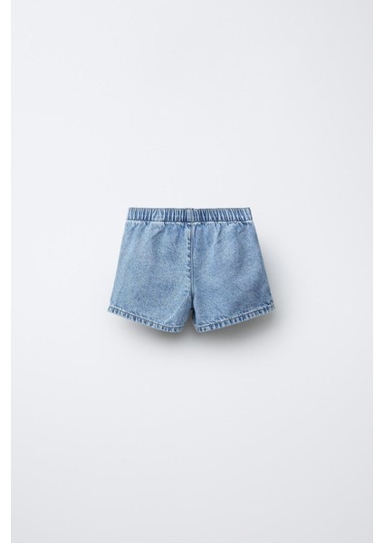 Kız Çocuk Pamuklu Açık Mavi Kurdele Bağlamalı Denim Şort Etek fiyatları