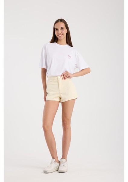 %100 Pamuk Şort - Yüksek Bel, Trendy ve Konforlu Günlük Giyim fiyatları