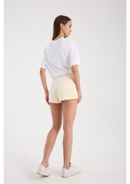 %100 Pamuk Şort - Yüksek Bel, Trendy ve Konforlu Günlük Giyim indirimleri