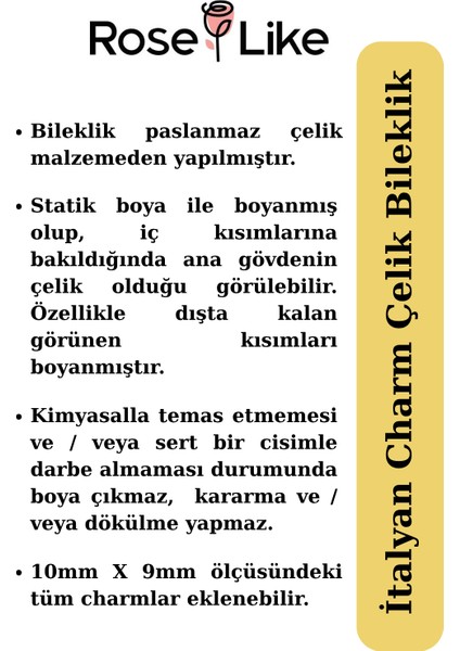 Italyan Charm Çelik Bileklik - Yazısız indirimleri