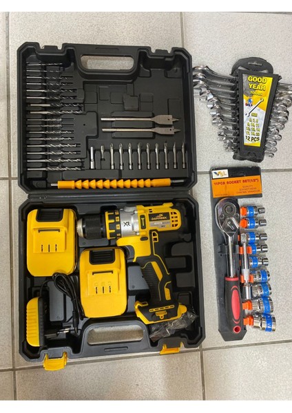 Kablosuz 3'lü Tamir Seti, Şarjlı Matkap, Lokma ve Anahtar Takımı, 2 Yıl Garanti, 36W fiyatları