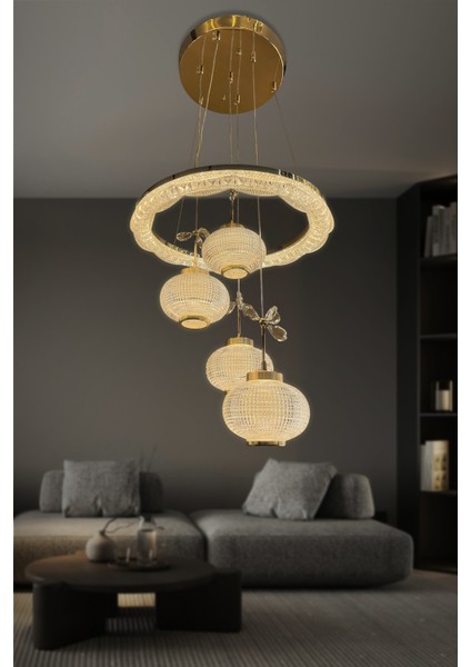 Kristal Küre 4 Lü Modern Sarkıt LED Avize fiyatları