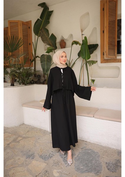 Bağcık Düğmeli Kıs Arahat Kesim Tunik - Cepli Etek Takımı - (38-46) - 71285 - Siyah modelleri