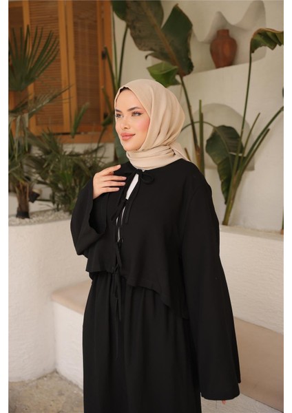 Bağcık Düğmeli Kıs Arahat Kesim Tunik - Cepli Etek Takımı - (38-46) - 71285 - Siyah fırsatları