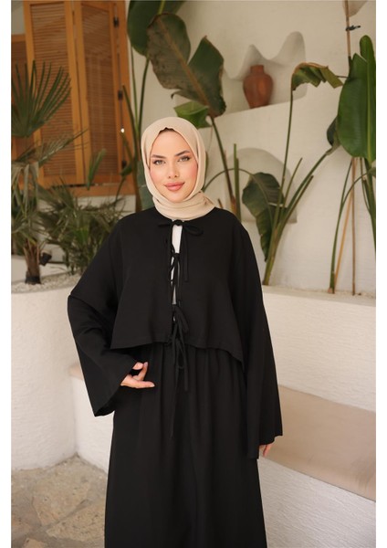 Bağcık Düğmeli Kıs Arahat Kesim Tunik - Cepli Etek Takımı - (38-46) - 71285 - Siyah indirimleri