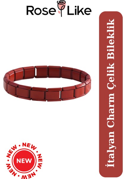 Italyan Charm Çelik Bileklik - Yazısız - Mat Kırmızı modelleri