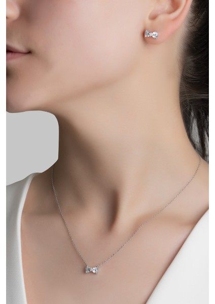 Işıltılı Fiyonk 18 Ayar Beyaz Altın Kaplama 45 cm Gümüş Kolye fırsatları