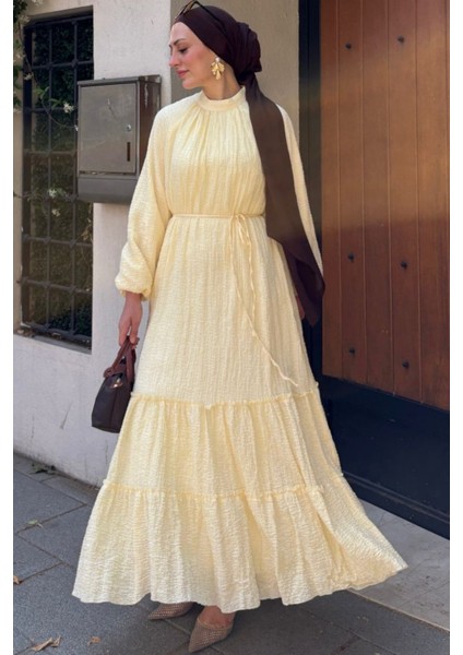 Soléa Fırfır Detaylı Butter Yellow Elbise