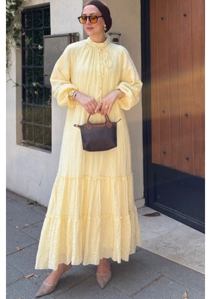Soléa Fırfır Detaylı Butter Yellow Elbise fiyatları