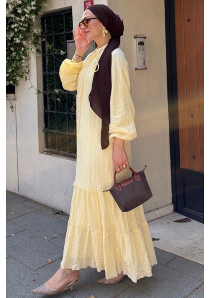 Soléa Fırfır Detaylı Butter Yellow Elbise