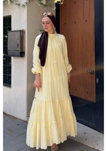 Soléa Fırfır Detaylı Butter Yellow Elbise