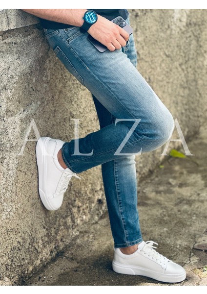Hakiki Deri Erkek Beyaz Sneaker Ayakkabı - Yumuşak Taban