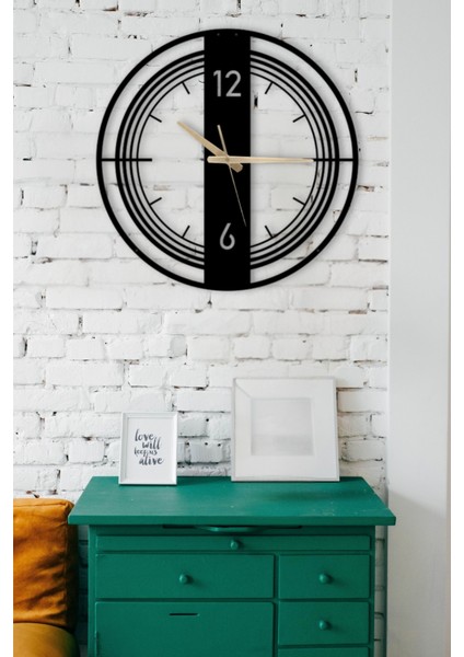 Dekoratif Siyah Metal Duvar Saati 60X60CM [2350-60x60]