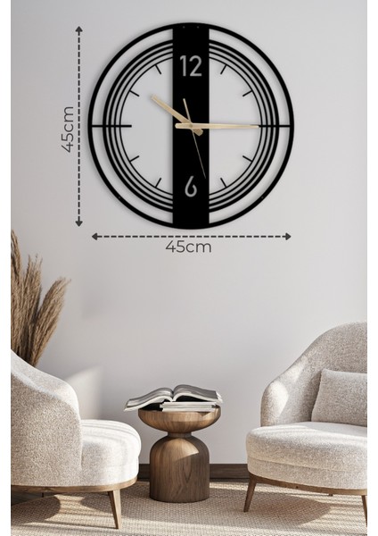 Dekoratif Siyah Metal Duvar Saati 45X45CM [1250-45x45]