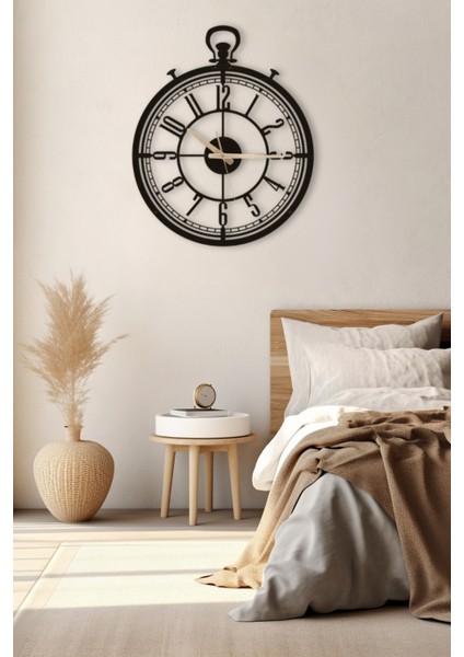 Dekoratif Antika Tasarım Türkçe Rakamlı Siyah Metal Duvar Saati 37X45CM [1252-37x45] modelleri