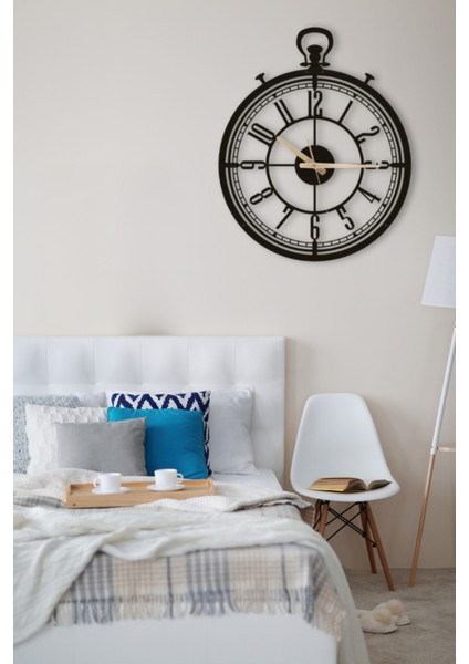 Dekoratif Antika Tasarım Türkçe Rakamlı Siyah Metal Duvar Saati 37X45CM [1252-37x45] fırsatları