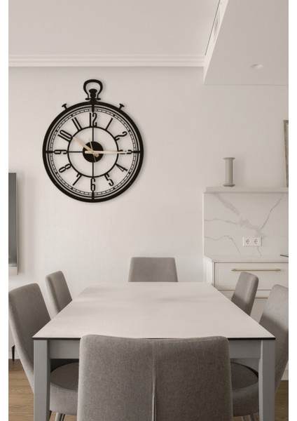Dekoratif Antika Tasarım Türkçe Rakamlı Siyah Metal Duvar Saati 37X45CM [1252-37x45] indirimleri