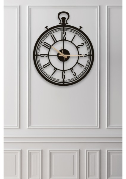 Dekoratif Antika Tasarım Türkçe Rakamlı Siyah Metal Duvar Saati 37X45CM [1252-37x45]