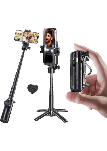 Mt-18 360 Derece Dönebilen Kumandalı Selfie Çubuğu ve Tripod Siyah