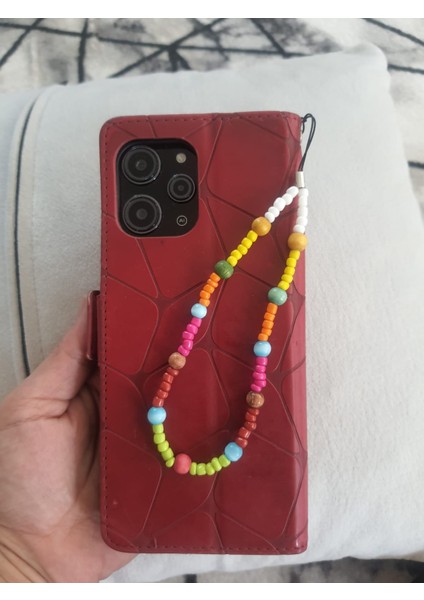 El Yapımı Boncuklu Telefon Askısı – Renkli Boncuklu – Renkli Hediyelik Askı