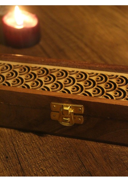 Ağaç Tabut Çubuk ve Konik Özel Tasarım Çekmeceli Tütsülük Kahverengi indirimleri