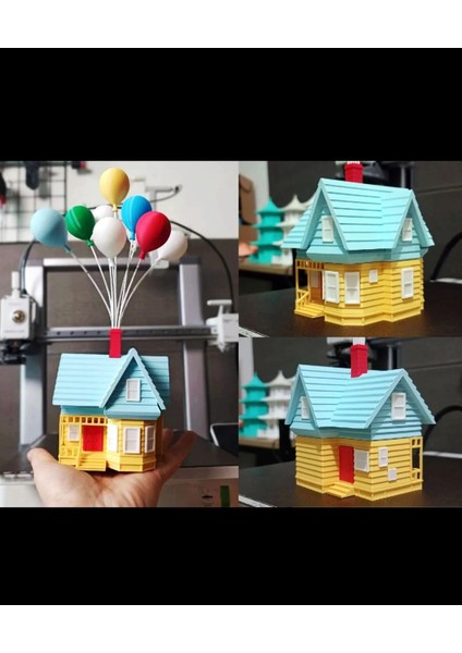 Uçan Balonlu Ev Biblo Dekor