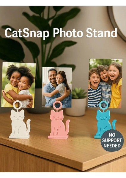 3'lü Kedi Şeklinde Resim Tutucu