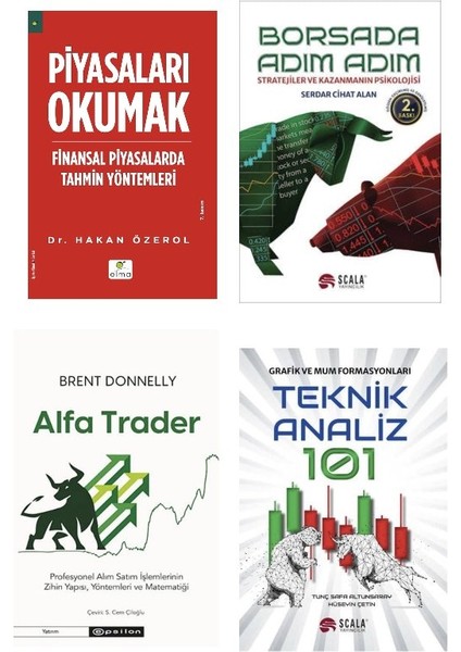 Piyasalari Okumak + Borsada Adim Adim + Alfa Trader + Teknik Analiz 101 (Grafik ve Mum Formasyonlari) =4 Set