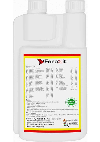 Kuşlar Için Multi Vitamin ve Kuş Vitamini , Muhabbet Kuşu , Papağan.güvercin ve Kanarya 450ML Büüyük Boy fiyatları