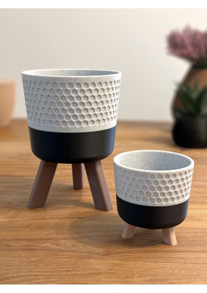 2'li Lux Ayaklı Modern Saksı