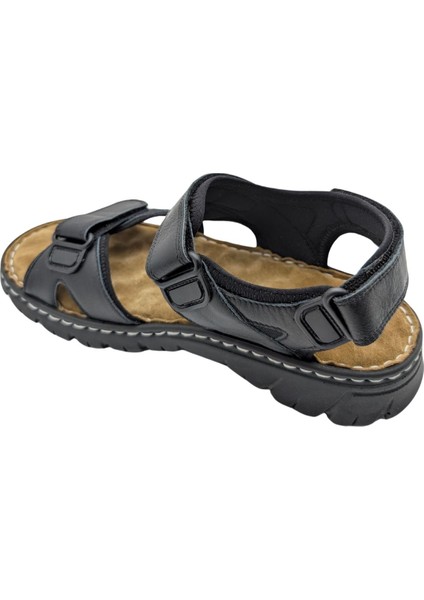 Sayar - 051 | Erkek Hakiki Deri Ortopedik Sandalet - Siyah - 41 indirimleri