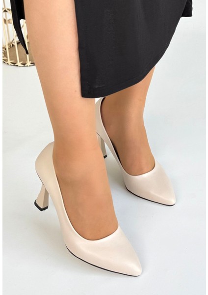 Ulba Bej Cilt Stiletto Ayakkabı