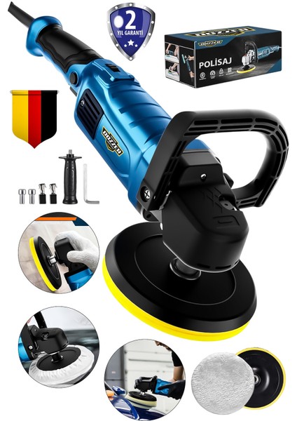 Teknoloji Bakır Sargılı 1200 Watt 6 Kademe Devir Ayarlı Pasta Cila Zımpara Polisaj Zımpara Makinesi