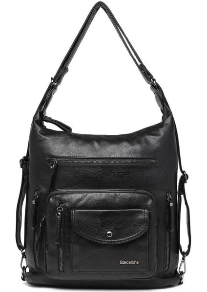 Yıkama Deri Hem Sırt Hem Omuz Kadın Çantası 21-K Barcelona 1580-7