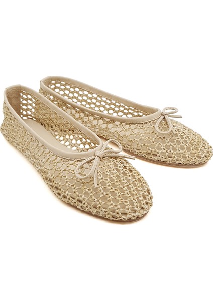Bej Örgü Barefoot Babet Ayakkabı