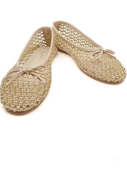 Bej Örgü Barefoot Babet Ayakkabı
