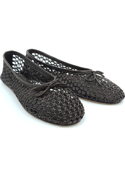 Kahverengi Örgü Barefoot Babet Ayakkabı