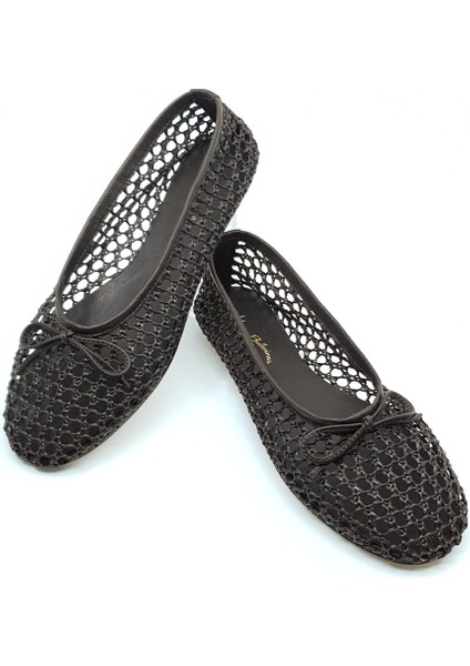 Kahverengi Örgü Barefoot Babet Ayakkabı